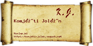 Komjáti Jolán névjegykártya